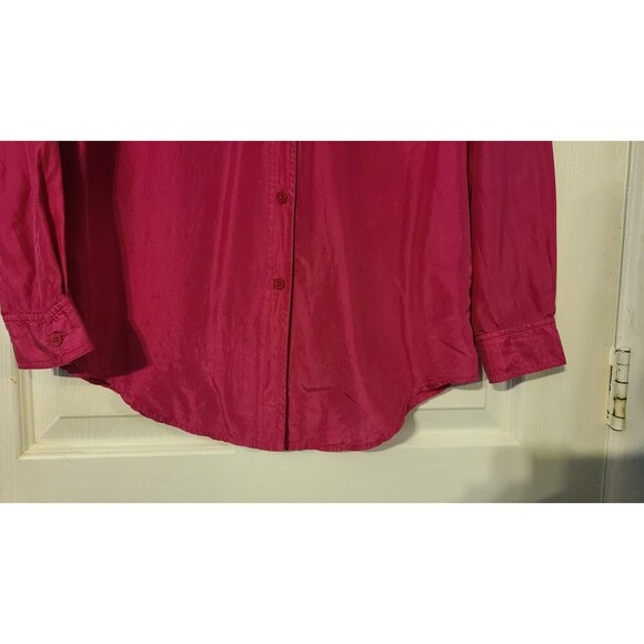 Diane Gilman Fuchsia Pink Silk Blouse Button up Medium - Picture 3 of 12